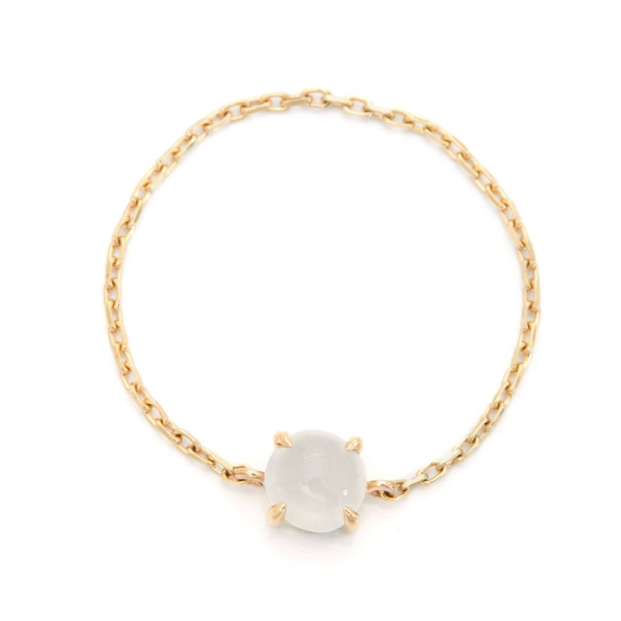 Jewelry YI Collection Single Gemstones | White Ice Jade Chain Ring