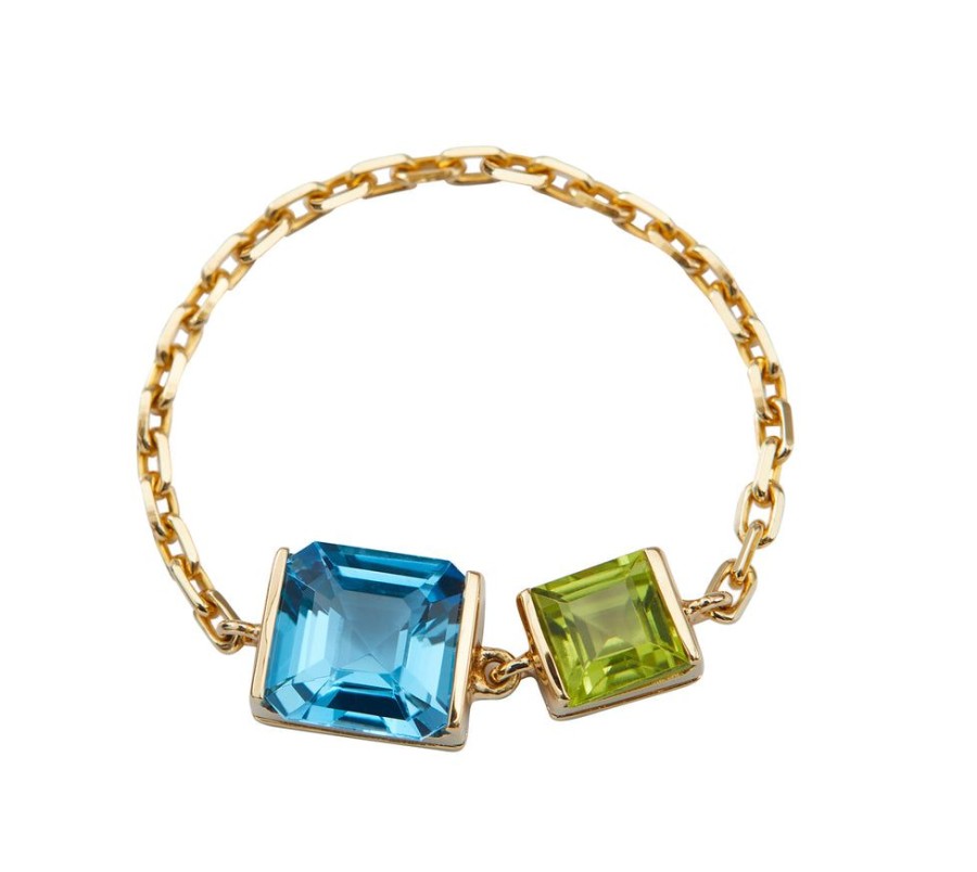 Jewelry YI Collection Chain Rings | Topaz & Peridot Chain Ring