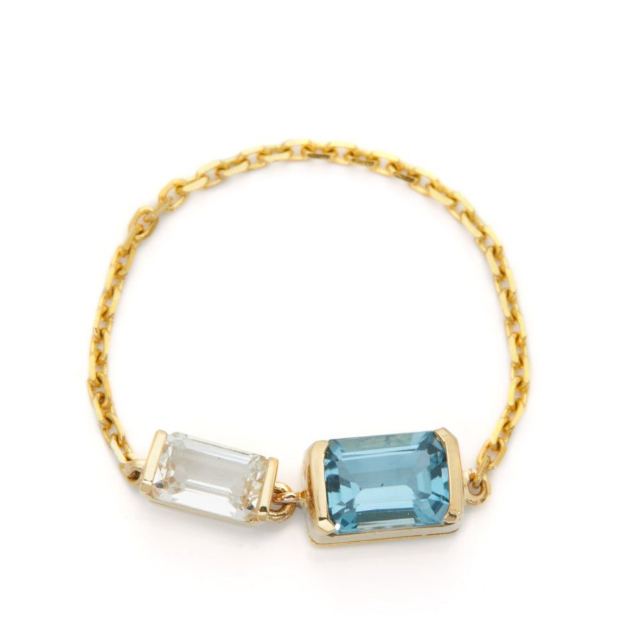 Jewelry YI Collection Double Gemstones | Double Topaz Chain Ring