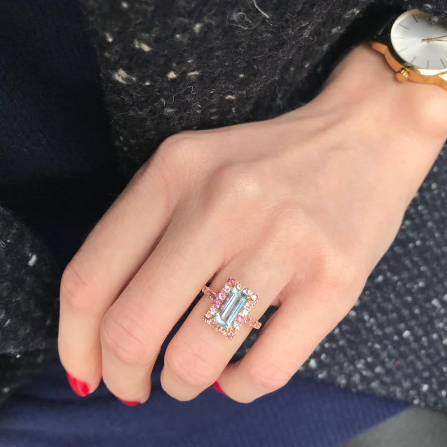 Jewelry YI Collection Something Bigger | Aquamarine & Pink Tourmaline Candy Ring