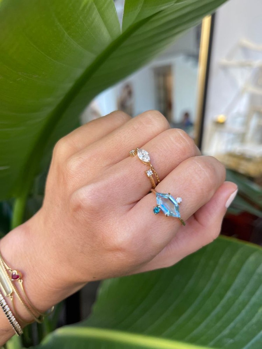 Jewelry YI Collection | Aquamarine & Diamond Puzzle Ring