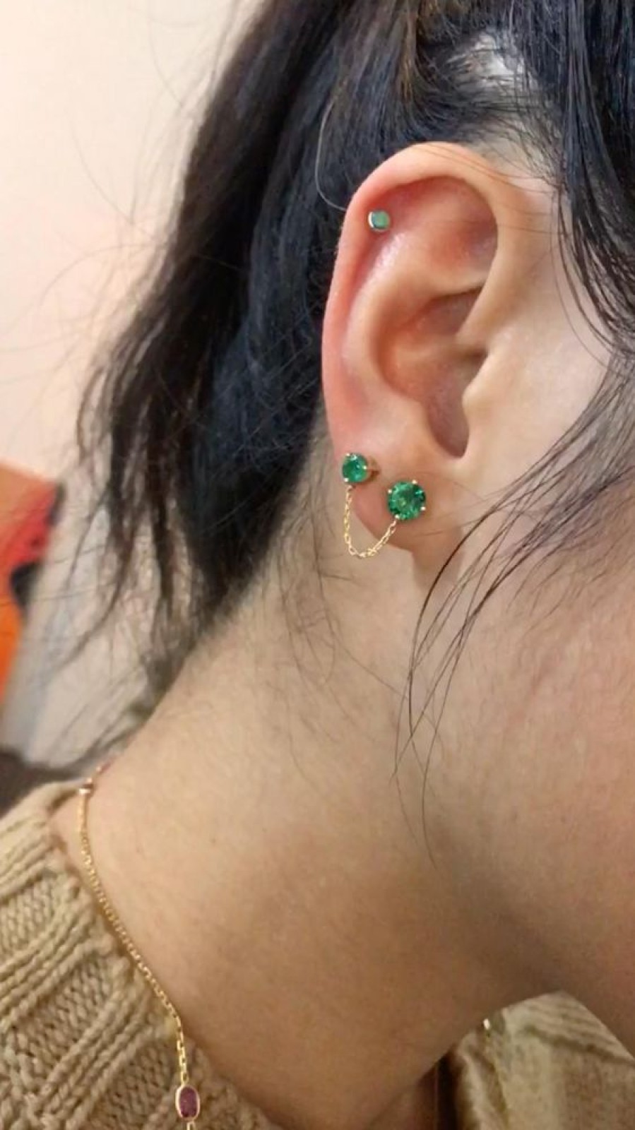 Jewelry YI Collection | Emerald Linked Chain Earring