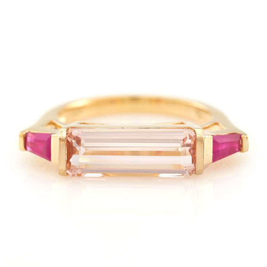 Jewelry YI Collection Triplets | Morganite & Ruby East West Ring