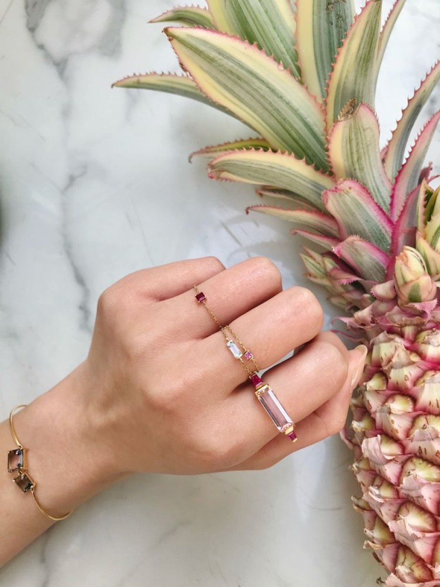 Jewelry YI Collection Triplets | Morganite & Ruby East West Ring