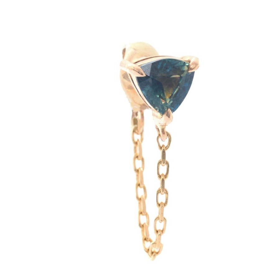 Jewelry YI Collection | Teal Sapphire Unique Chain Earring