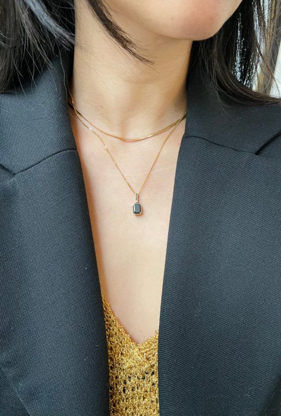 Jewelry YI Collection | Black Diamond Protection Pendant Necklace