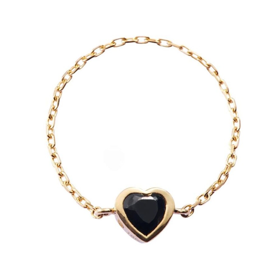 Jewelry YI Collection Single Gemstones | Onyx Heart Chain Ring