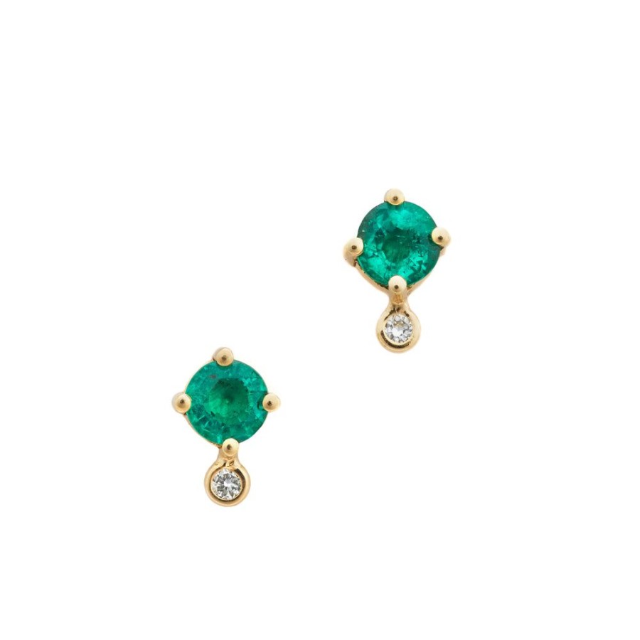 Jewelry YI Collection | Emerald, Ruby Or Sapphire & Diamond Dot Studs