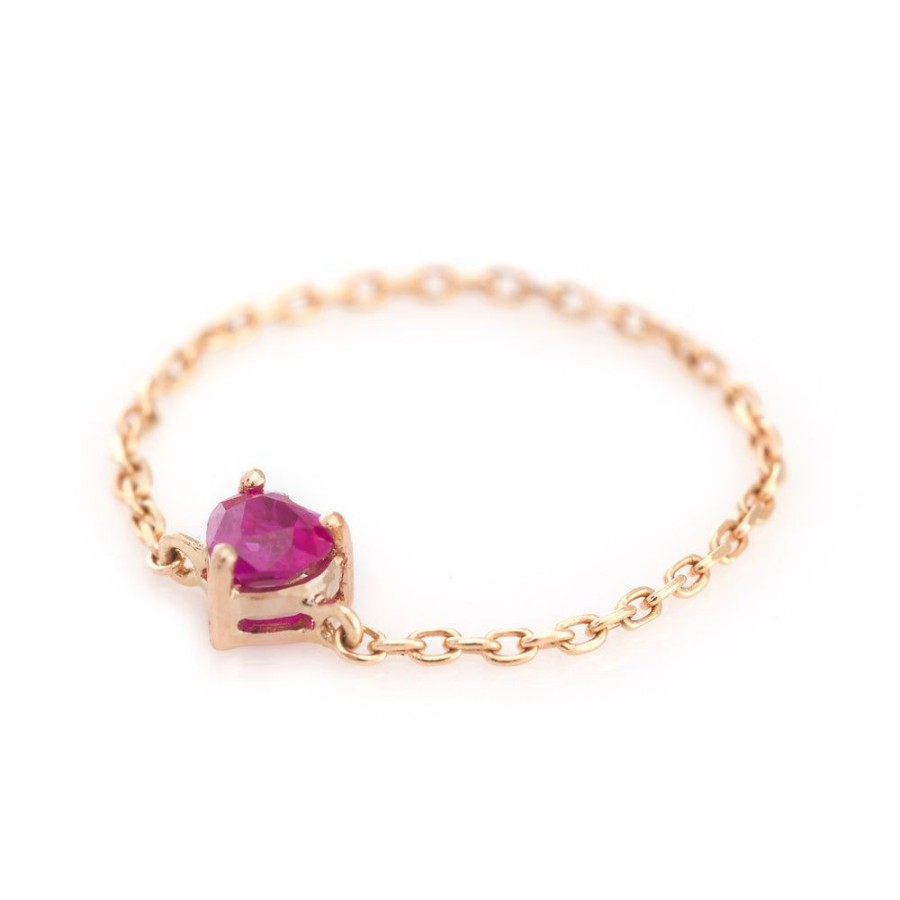 Jewelry YI Collection Single Gemstones | Ruby Heart Chain Ring