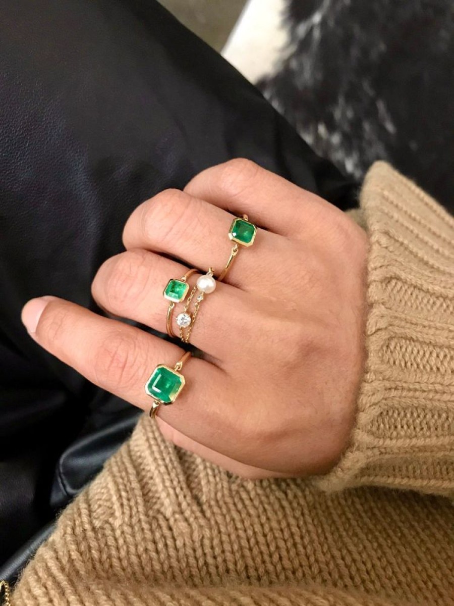 Jewelry YI Collection Single Gemstones | Emerald Petite Button Ring