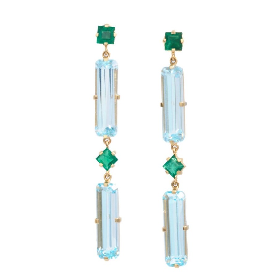 Jewelry YI Collection | Emerald & Blue Topaz Cascade Earring