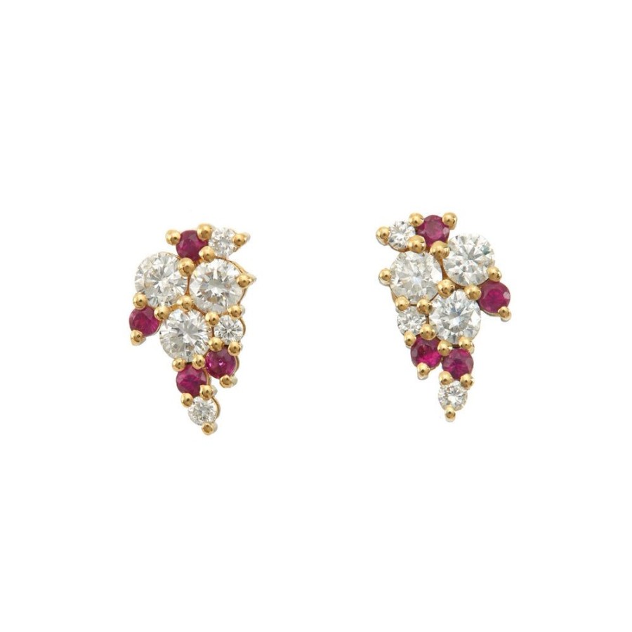 Jewelry YI Collection | Diamond & Ruby Cluster Earrings