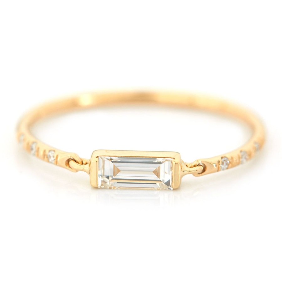 Jewelry YI Collection | Petite Circle Diamond Baguette Ring