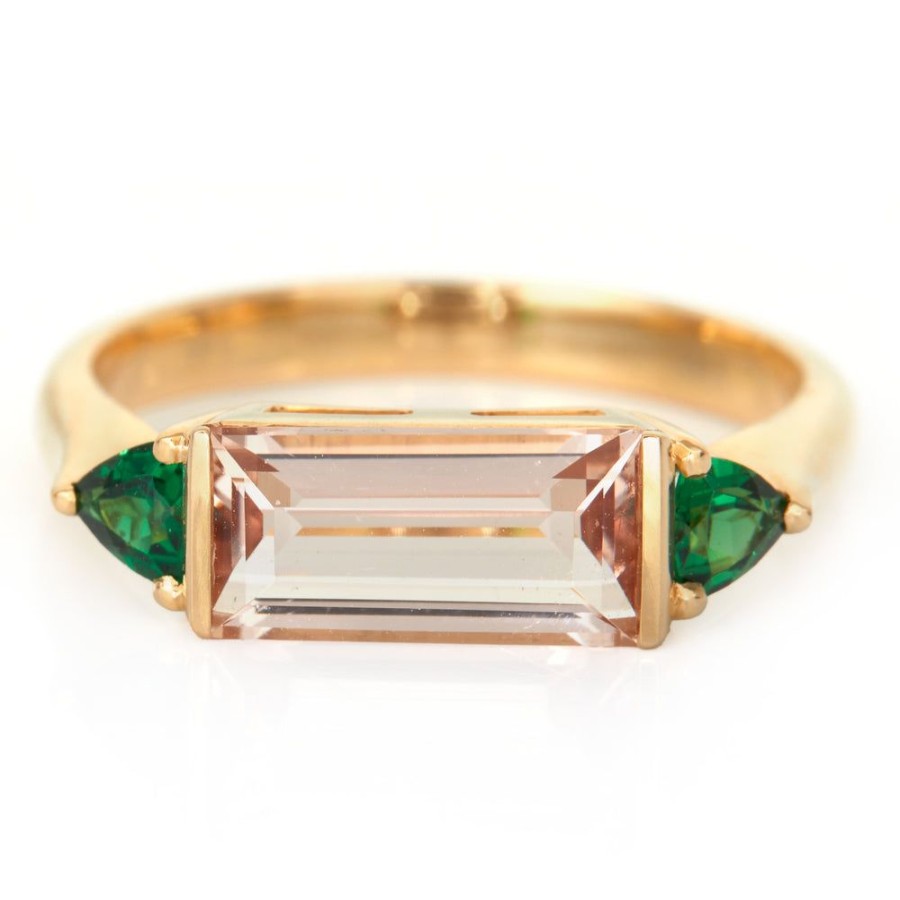 Jewelry YI Collection Something Bigger | Morganite & Tsavorite East West Ring