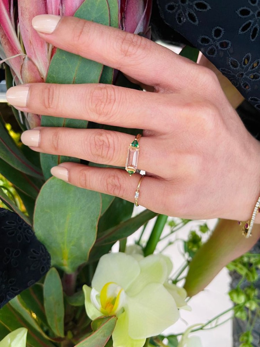 Jewelry YI Collection Something Bigger | Morganite & Tsavorite East West Ring