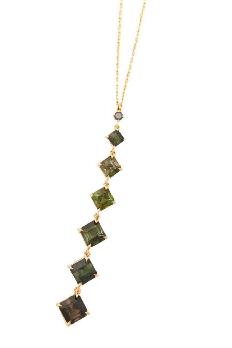 Jewelry YI Collection | Green Tourmaline & Black Diamond Cascade Necklace