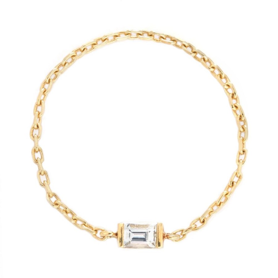 Jewelry YI Collection Diamonds | Petite Diamond Baguette Chain Ring