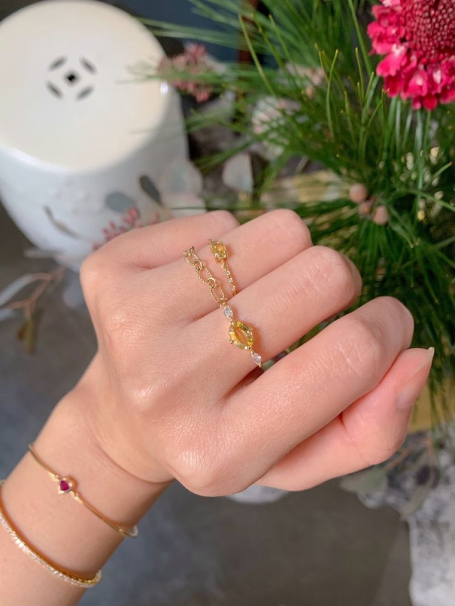 Jewelry YI Collection Triplets | Yellow Sapphire & Diamond Dream Weaver Chain Ring