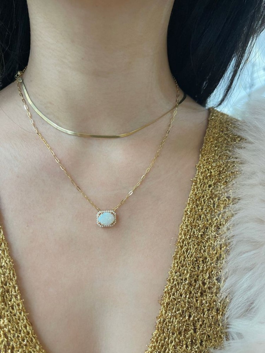 Jewelry YI Collection | Opal & Diamond Portrait Necklace