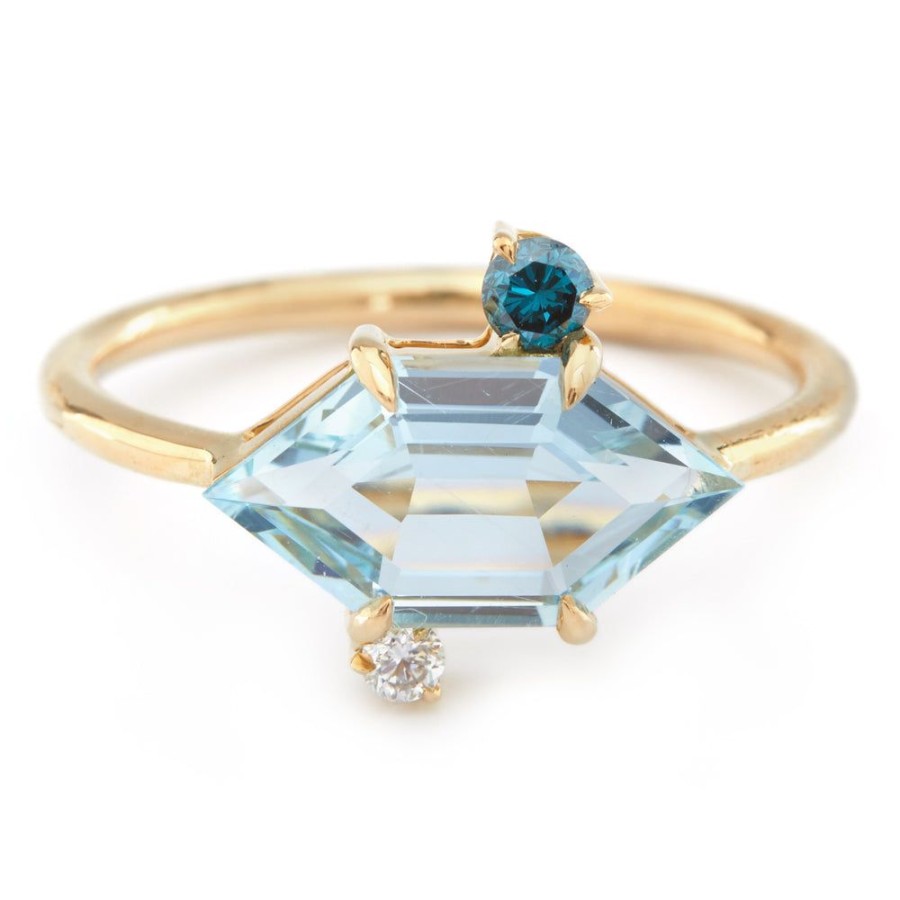 Jewelry YI Collection Something Bigger | Aquamarine & Diamond Puzzle Ring