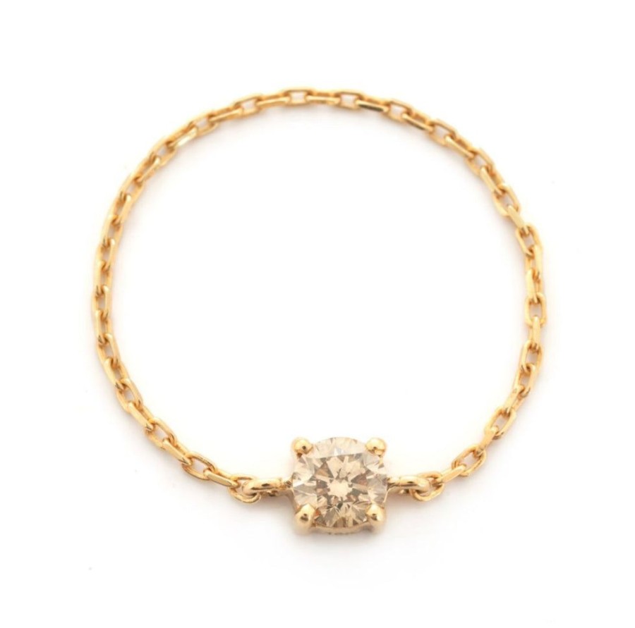 Jewelry YI Collection Chain Rings | Champagne Diamond Dot Chain Ring