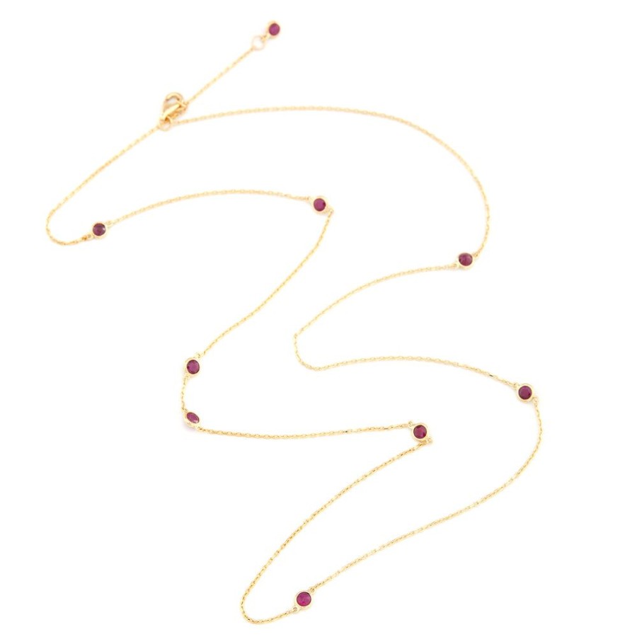 Jewelry YI Collection | Long Ruby Dot Necklace