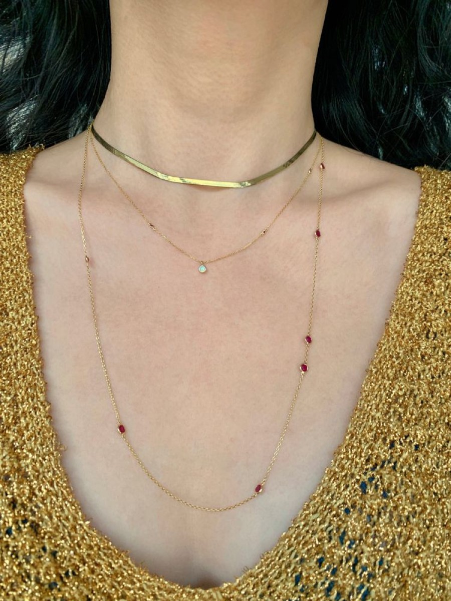 Jewelry YI Collection | Long Ruby Dot Necklace