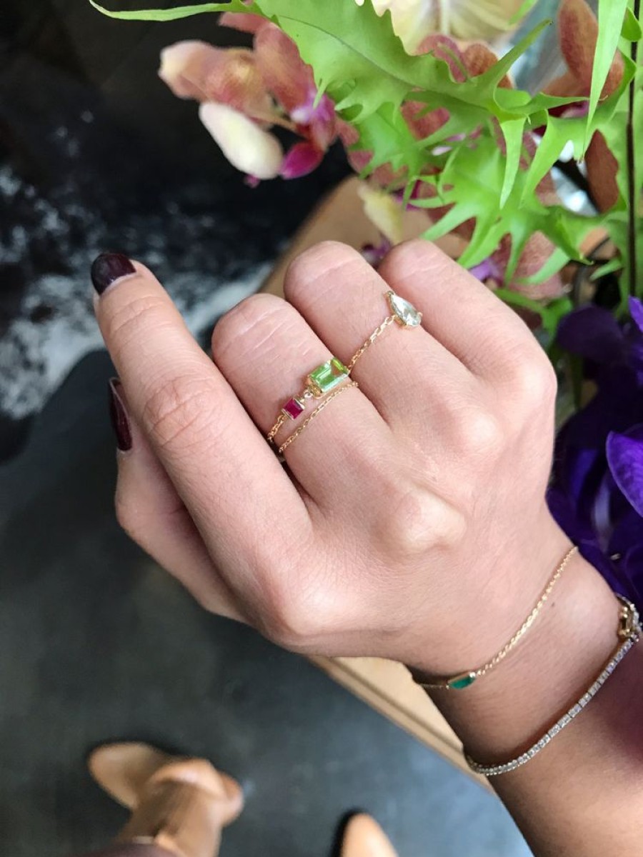 Jewelry YI Collection Chain Rings | Peridot & Ruby Chain Ring