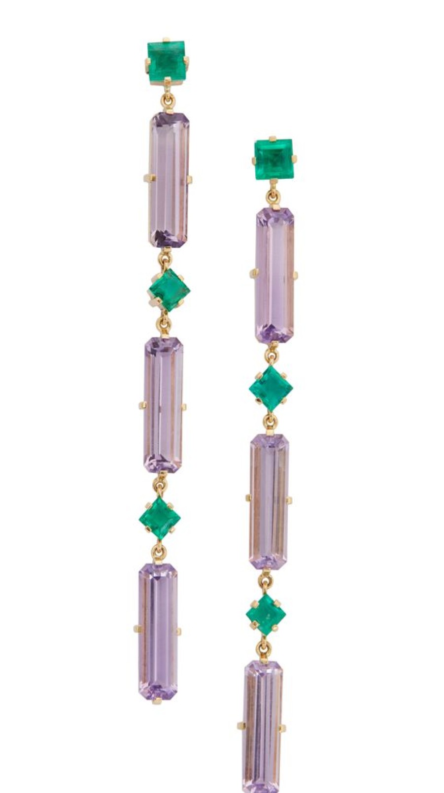 Jewelry YI Collection | Amethyst & Emerald Cascade Earrings