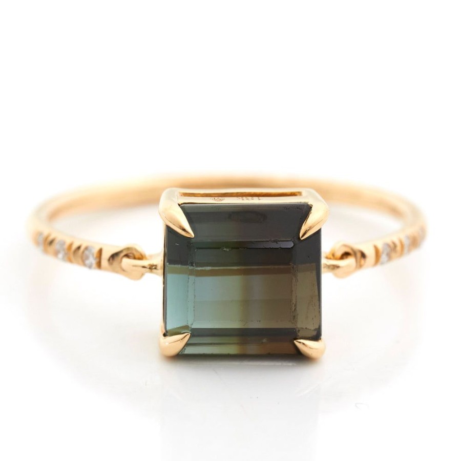 Jewelry YI Collection | Bi-Color Tourmaline Petite Diamond Circle Ring