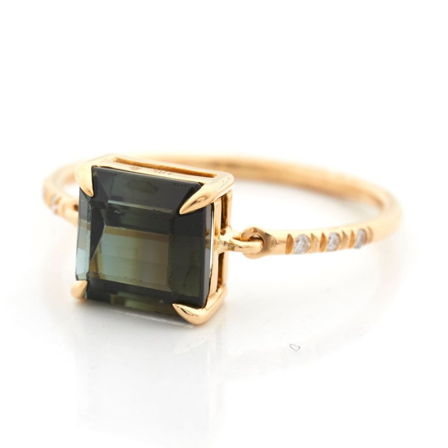 Jewelry YI Collection | Bi-Color Tourmaline Petite Diamond Circle Ring