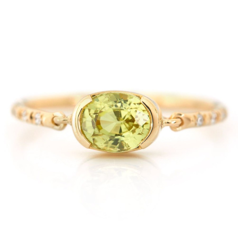 Jewelry YI Collection | Yellow Chrysoberyl Petite Circle Diamond Ring