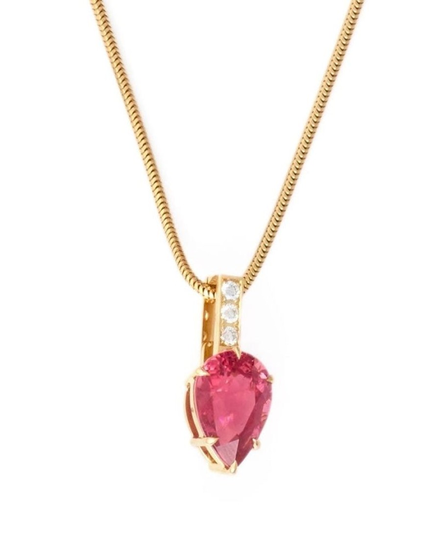 Jewelry YI Collection | Rubellite And Diamond Arrow Pendant Necklace