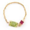 Jewelry YI Collection Double Gemstones | Peridot & Ruby Chain Ring