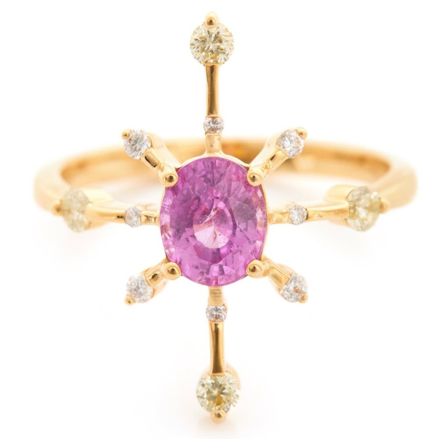 Jewelry YI Collection | Pink Sapphire & Diamond Starburst Ring