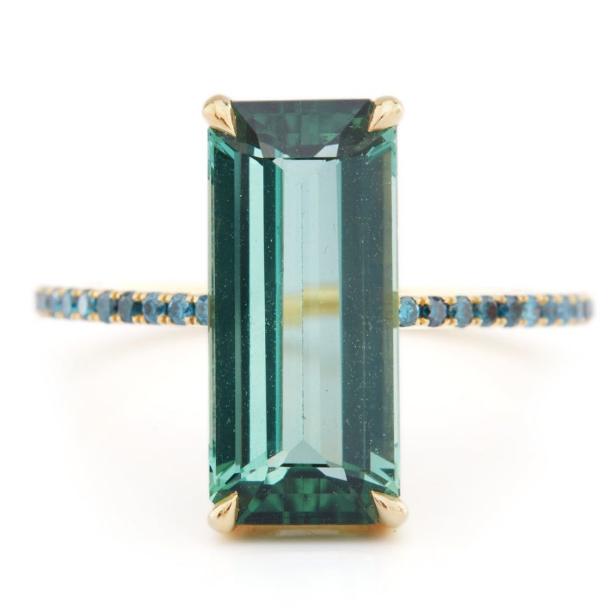 Jewelry YI Collection Something Bigger | Tourmaline And Blue Diamond Deco Ring