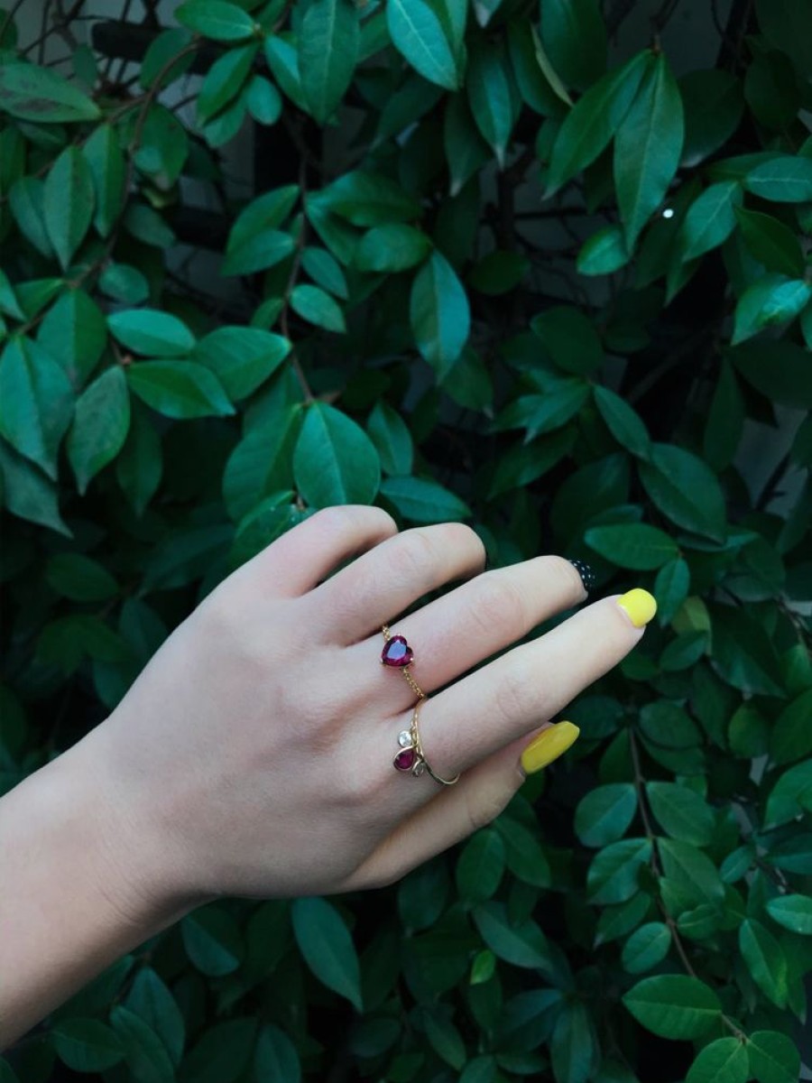 Jewelry YI Collection Triplets | Ruby & White Sapphire Raindrops Ring