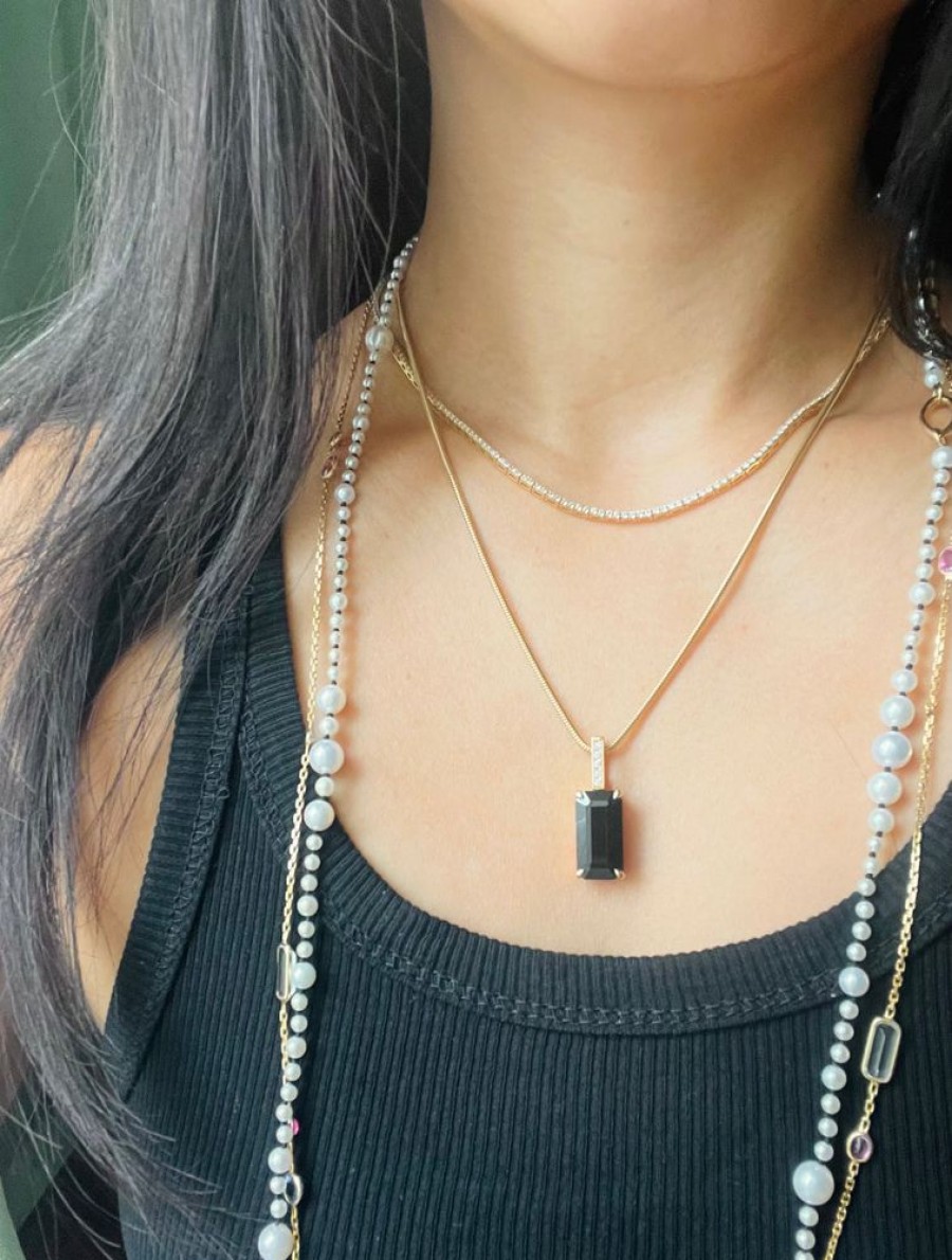 Jewelry YI Collection | Black Tourmaline And Diamond Protection Pendant