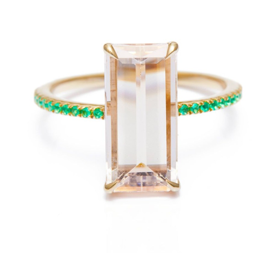 Jewelry YI Collection Something Bigger | Morganite & Emerald Spring Ring