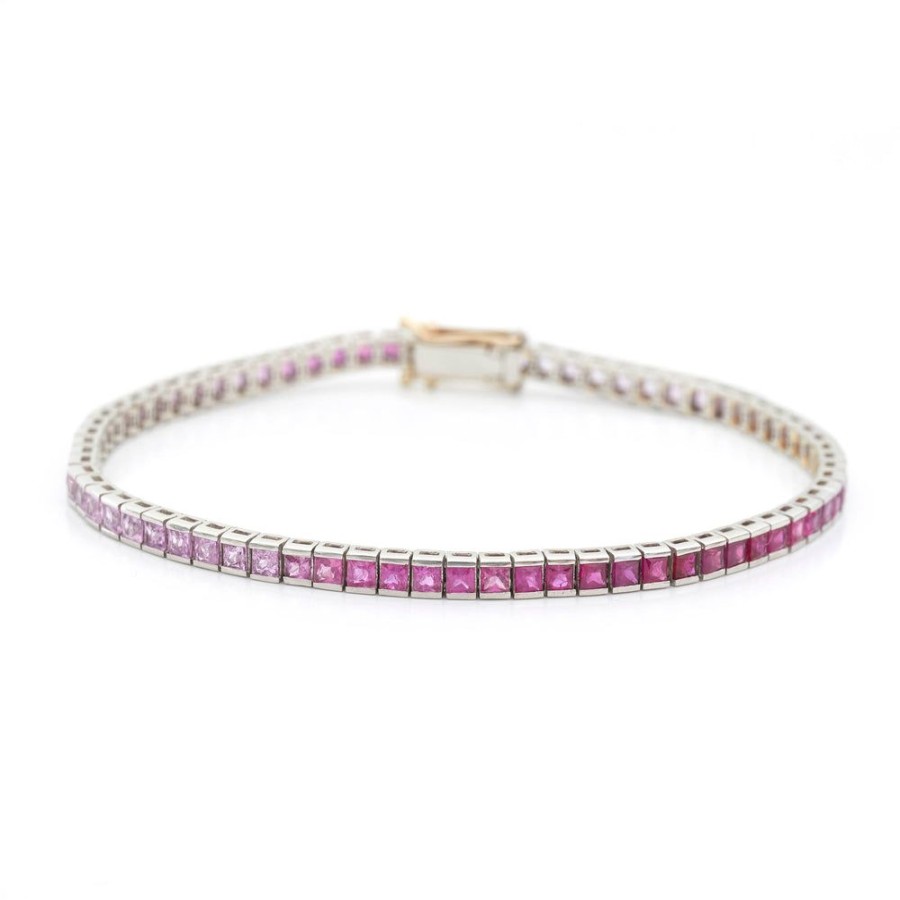 Jewelry YI Collection | Ruby & Pink Sapphire Ombre Tennis Bracelet