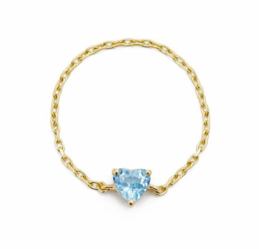 Jewelry YI Collection Single Gemstones | Blue Topaz Heart Chain Ring