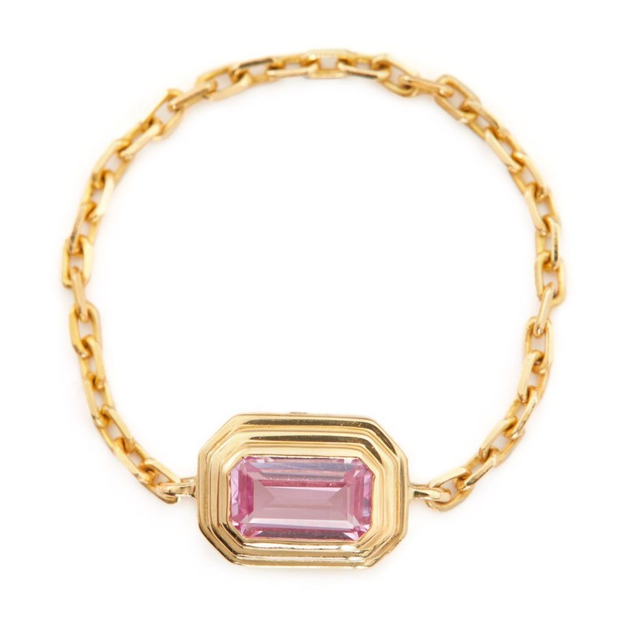 Jewelry YI Collection Chain Rings | Pink Sapphire Frame Chain Ring