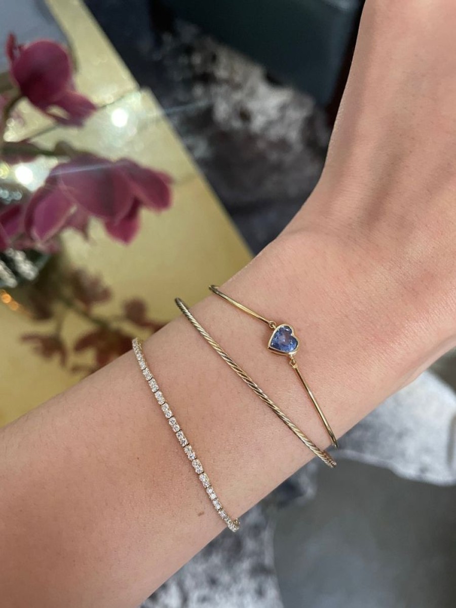 Jewelry YI Collection | Blue Sapphire Heart Bangle