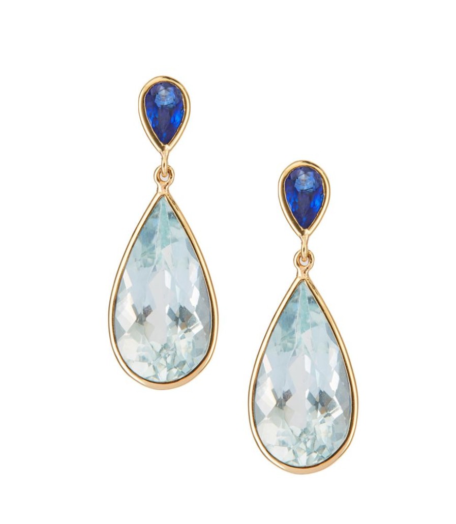 Jewelry YI Collection | Sapphire & Aquamarine Dewdrop Earrings