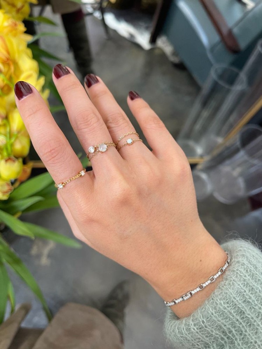 Jewelry YI Collection Chain Rings | White Ice Jade Chain Ring