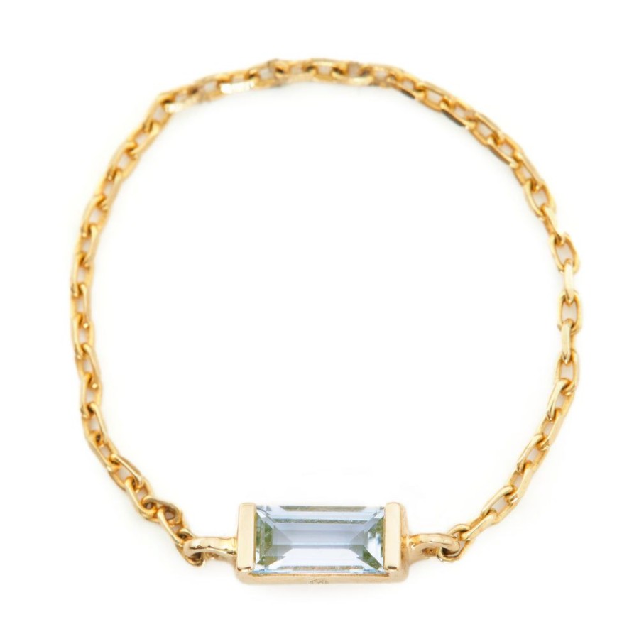 Jewelry YI Collection Single Gemstones | Aquamarine Baguette Chain Ring