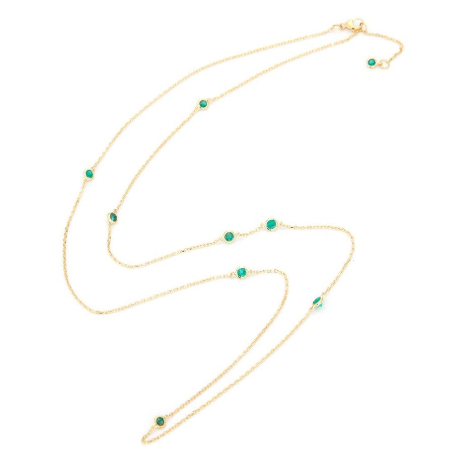 Jewelry YI Collection | Long Emerald Dot Necklace