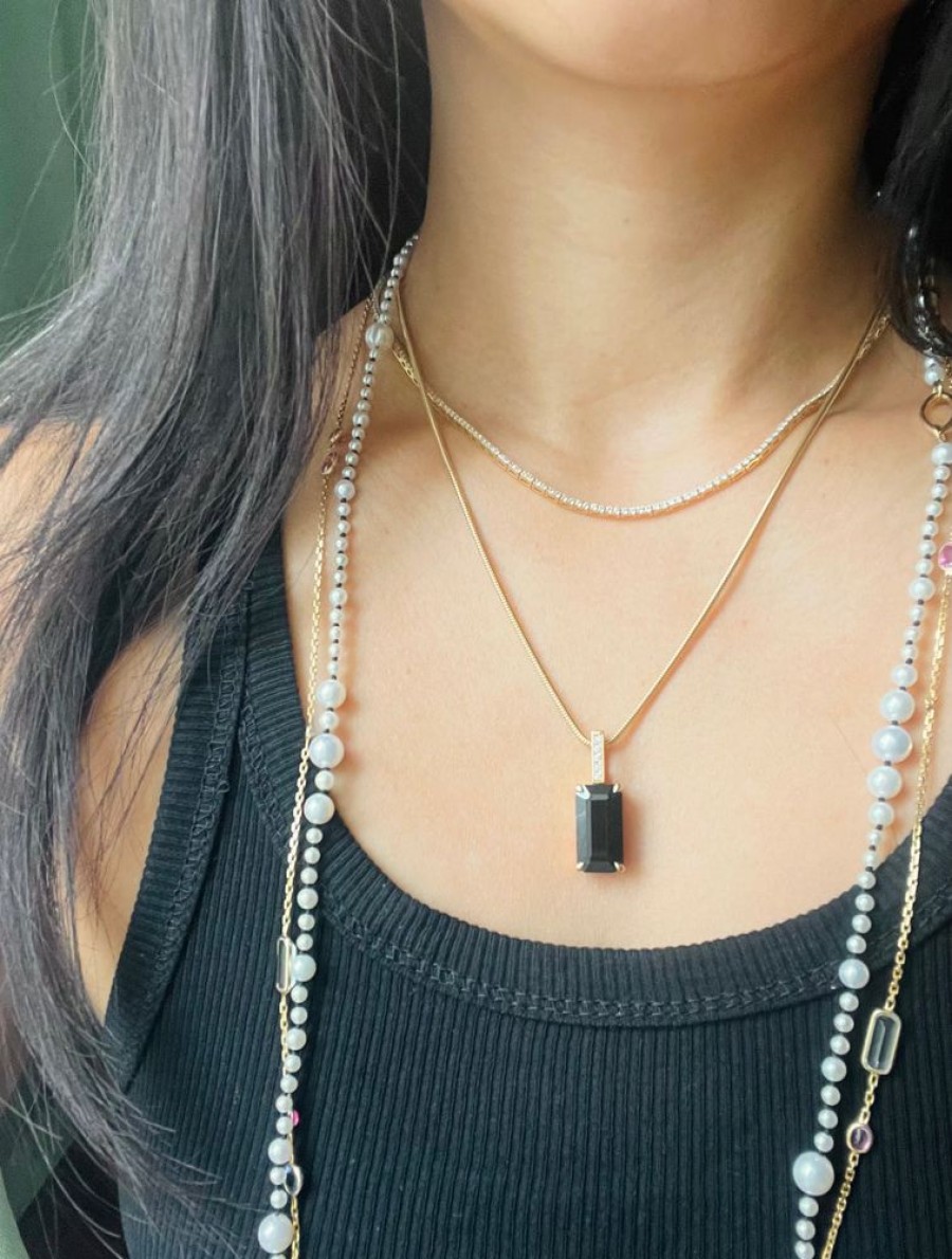 Jewelry YI Collection | Black Tourmaline And Diamond Protection Pendant