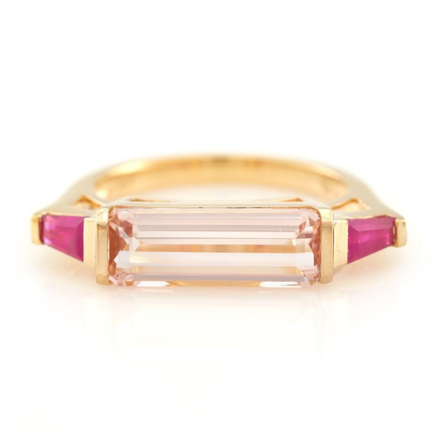 Jewelry YI Collection Something Bigger | Morganite & Ruby East West Ring