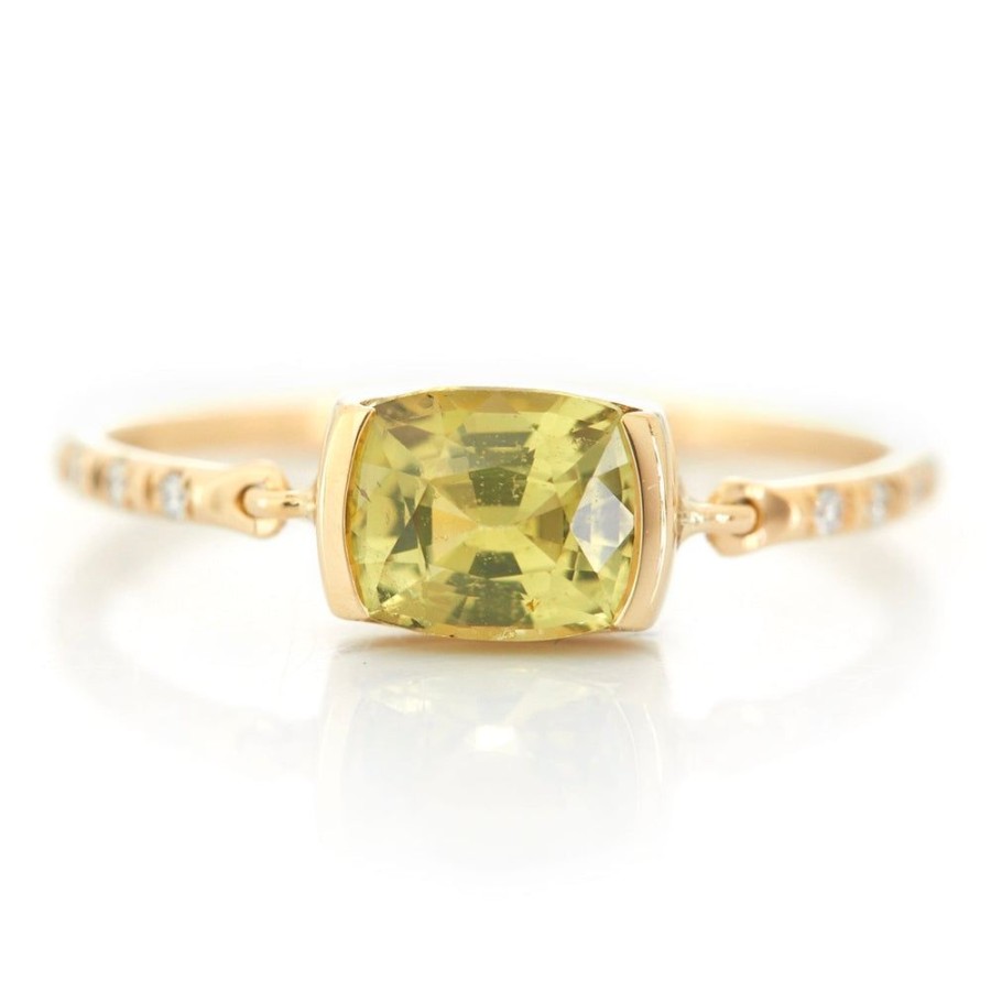 Jewelry YI Collection | Yellow Chrysoberyl Petite Circle Diamond Ring